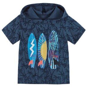 Andy & Evan Hooded T-shirt - Navy Tonal Palm w/Surfboards
